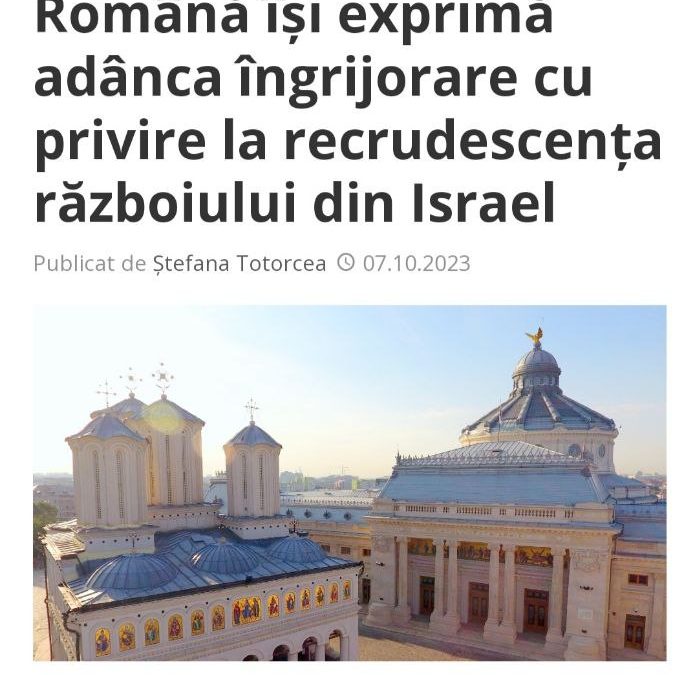 Inoportuna solidarizare „deplină” a Patriarhiei Române cu statul Israel