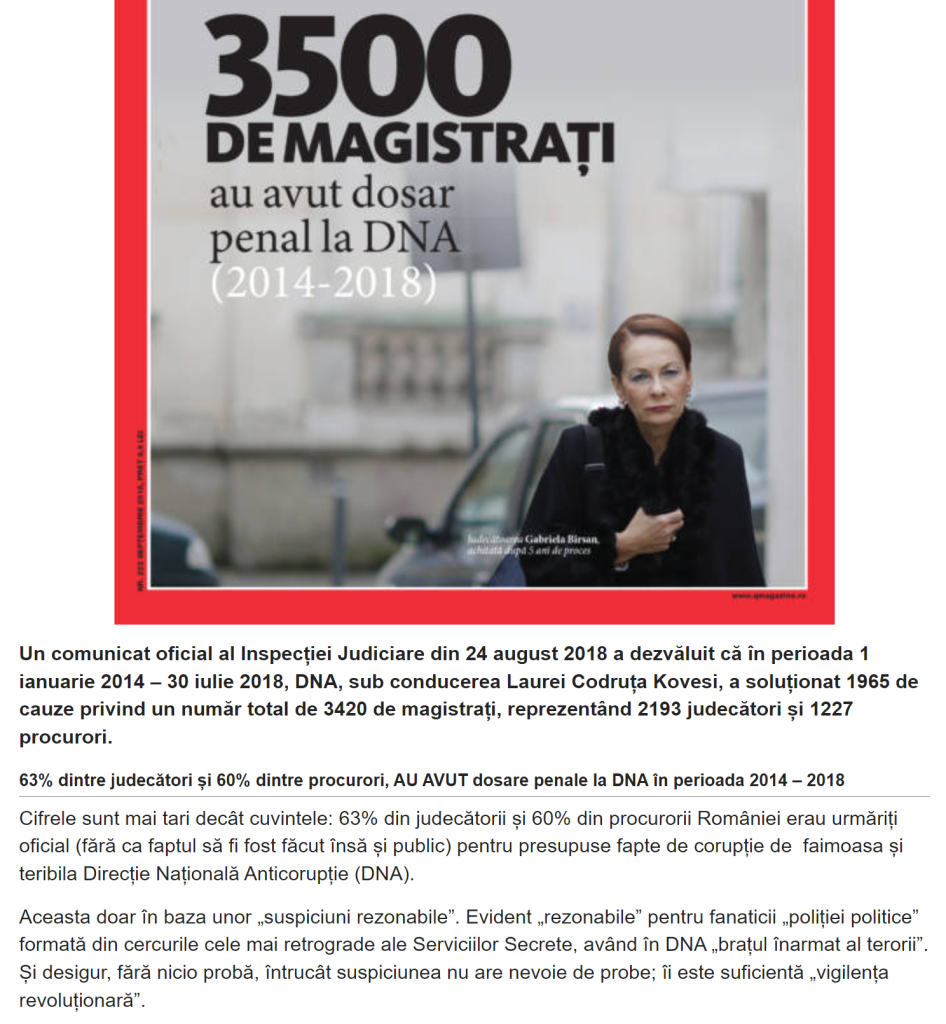 Captură de articol: 3500 de magistrați au avut dosar penal la DNA