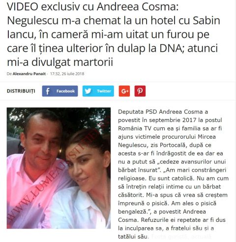 Captură de articol: Video exclusiv cu Andrea Cosma