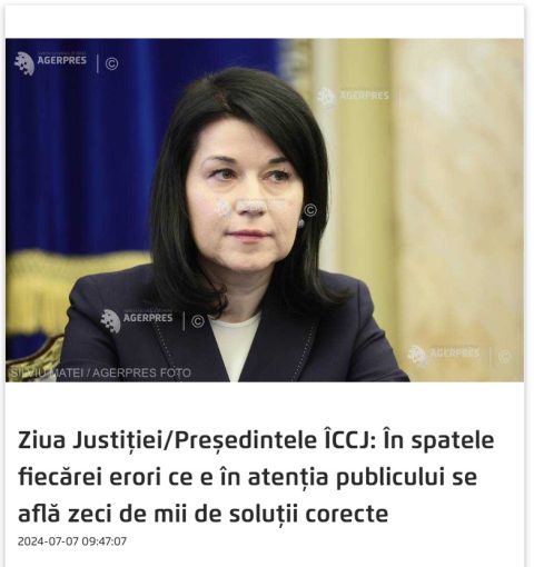 Captură de articol: Ziua Justiției/Președintele ÎCCJ