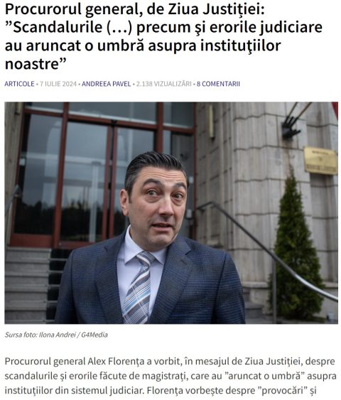 Captură de articol: Procurorul general de Ziua Justiției